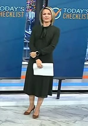 Dylan’s green tie neck dress on Today