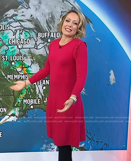 Dylan’s pink scalloped shoulder knit dress on Today