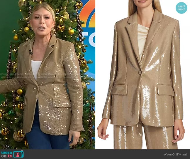 Elie Tahari The Holly Sequined Suit Jacket in Tan Sequins worn by Jill Martin on Today