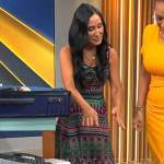 Elizabeth Werner’s green and pink patterned dress on CBS Mornings