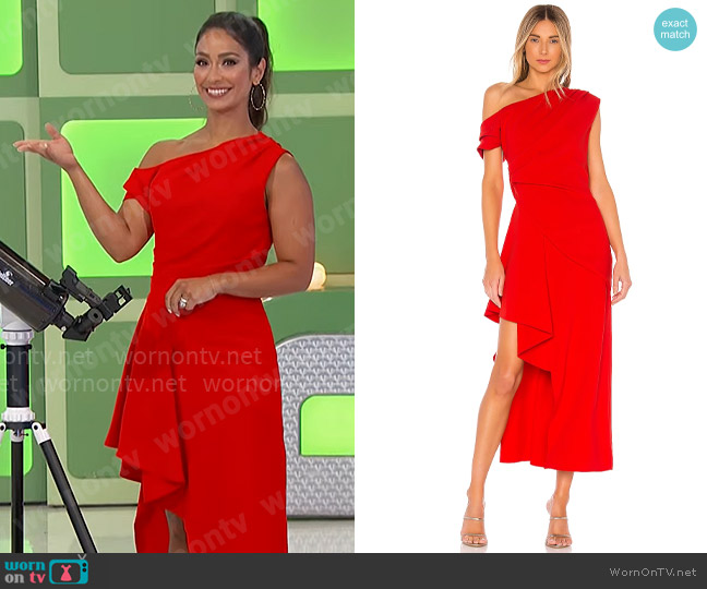 Elliatt Pallas Dress in Red worn by Manuela Arbeláez on The Price is Right