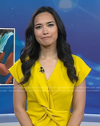 Emilie Ikeda’s yellow twist short sleeve top on Today