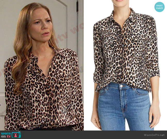 Equipment Slim Signature Leopard-Printed Silk Shirt in Leopard worn by Ava Vitali (Tamara Braun ) on Days of our Lives