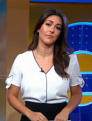 Erielle’s white top with black piping on Good Morning America