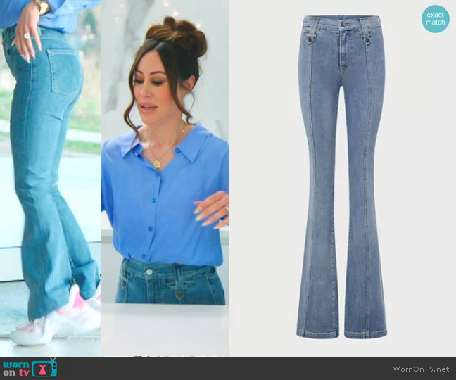 Veronica Beard Beverly High-Rise Skinny Flare Jeans worn by Angie Katsanevas on The Real Housewives of Salt Lake City
