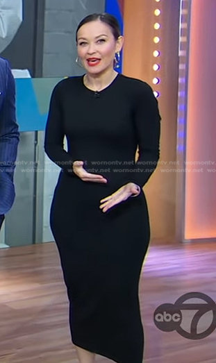 Eva’s black long sleeve fitted dress on Good Morning America