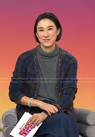 Eva Chen’s blue plaid cardigan on Today