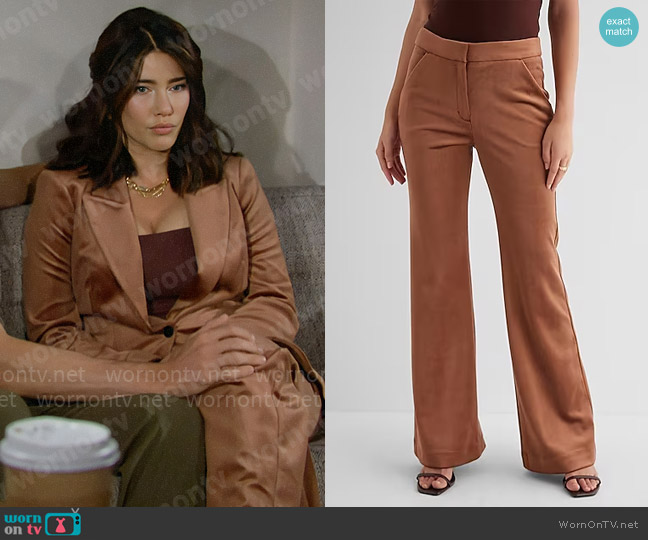 Express Editor High Waisted Velvet Corduroy Trouser Flare Pant worn by Steffy Forrester (Jacqueline MacInnes Wood) on The Bold and the Beautiful