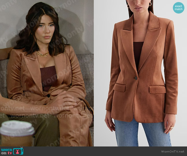 Express Velvet One Button Corduroy Blazer worn by Steffy Forrester (Jacqueline MacInnes Wood) on The Bold and the Beautiful