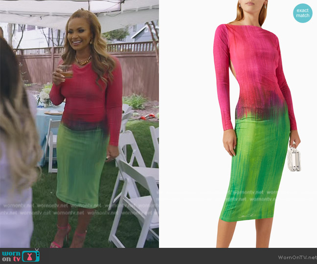 Farai London Pink Alamea Midi dress worn by Gizelle Bryant on The Real Housewives of Potomac