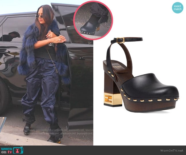 Fendi Leather High-Heeled Clogs worn by Lisa Barlow on The Real Housewives of Salt Lake City