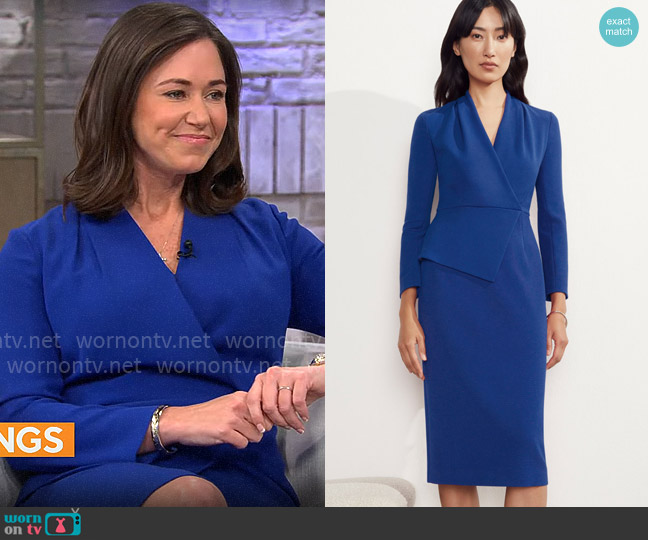 The Fold London Clever Crepe Hathaway Long Sleeve Dress Cobalt Blue worn by Katie Boyd Britt on CBS Mornings