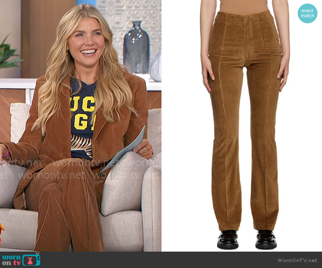 Frame Pintuck Corduroy Pant worn by Amanda Kloots on The Talk