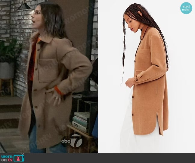 GAP Oversized Wool-Blend Shirt Jacket worn by Kristina Corinthos-Davis (Kate Mansi) on General Hospital