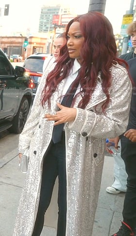 Garcelle’s sequin trench coat on The Real Housewives of Beverly Hills