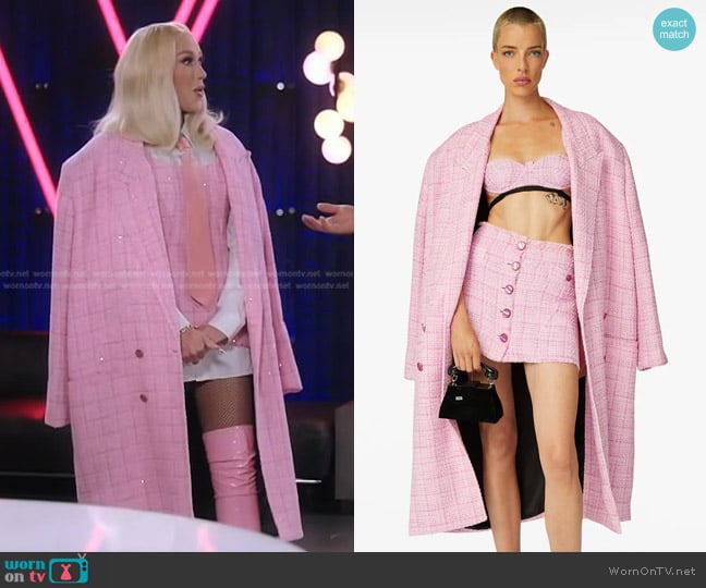 Gcds Double Breasted Tweed Coat worn by Gwen Stefani on The Voice