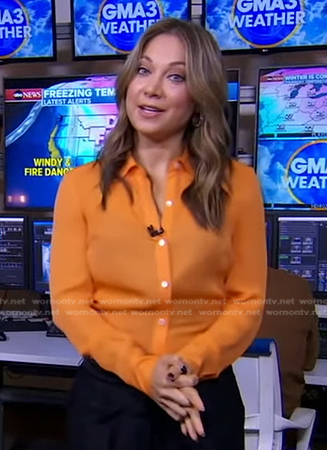 Ginger’s orange button down shirt on Good Morning America