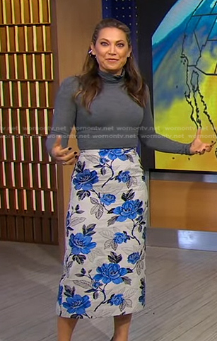 Ginger’s grey floral pencil skirt on Good Morning America