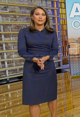Ginger’s blue printed gathered dress on Good Morning America