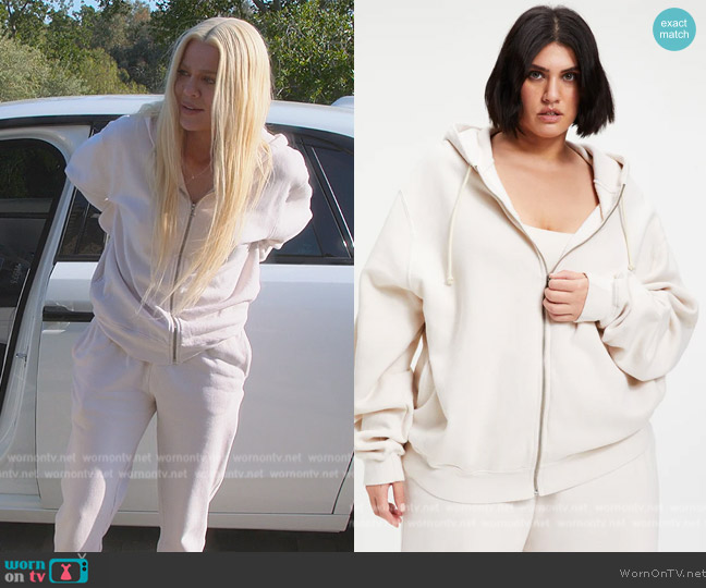 Good American Boyfriend Zip Hoodie worn by Khloe Kardashian (Khloe Kardashian) on The Kardashians