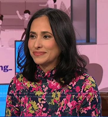 Grace Bastidas’s floral turtleneck top on NBC News Daily