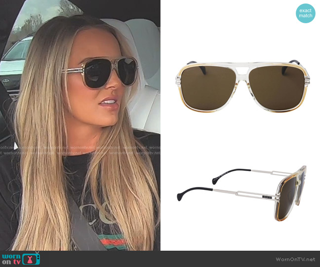 Gucci Pilot-Frame GG1105S Sunglasses worn by Whitney Rose on The Real Housewives of Salt Lake City