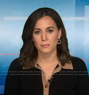 Hallie Jackson’s black contrast trim knit dress on Today