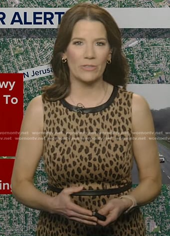 Heather’s beige leopard sleeveless dress on Good Morning America