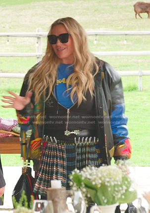 Heahter’s tartan check belted skirt on The Real Housewives of Salt Lake City