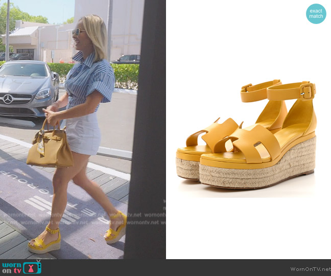 Hermes Goatskin Elda Espadrille Wedge Sandals worn by Nicole Martin (Nicole Martin) on The Real Housewives of Miami