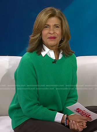 Hoda’s green ribbed sweater on Today