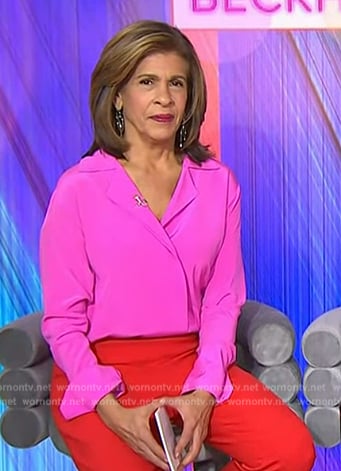 Hoda’s pink notch collar blouse on Today