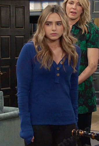 Holly’s blue long sleeve top on Days of our Lives