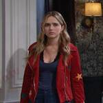 Holly’s red star suede jacket and jeans on Days of our Lives