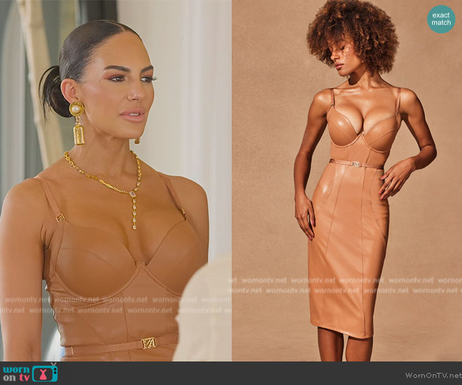 Honey Birdette Emily Toffee Dress worn by Amanza Smith on Selling Sunset