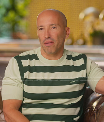 Jason’s green striped t-shirt on Selling Sunset
