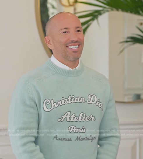 Jason Oppenheim’s light blue sweater on Selling Sunset
