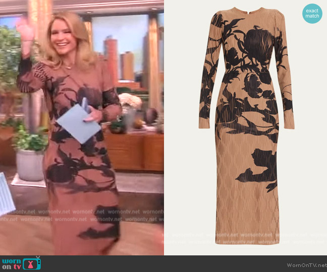 Jason Wu Floral-print plissé-crepe midi dress worn by Sara Haines on The View