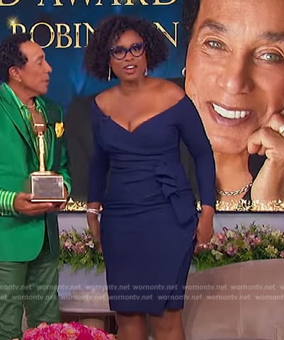 Jennifer Hudson’s blue bow side mini dress on The Jennifer Hudson Show