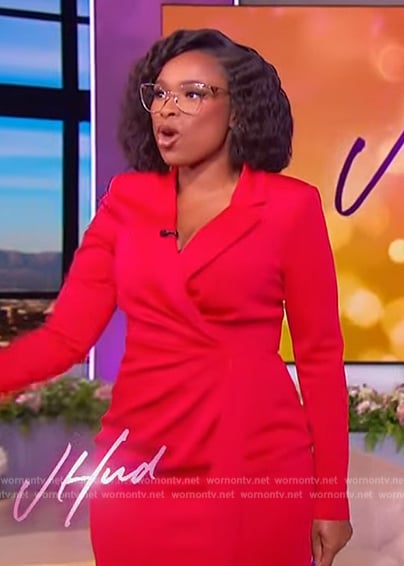 Jennifer’s red belted wrap dress on The Jennifer Hudson Show