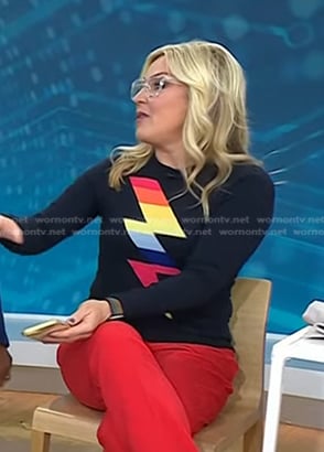 Jennifer Jolly’s rainbow lightning bolt sweater on Today