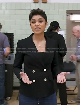 Jericka’s black double breasted blazer on CBS Evening News