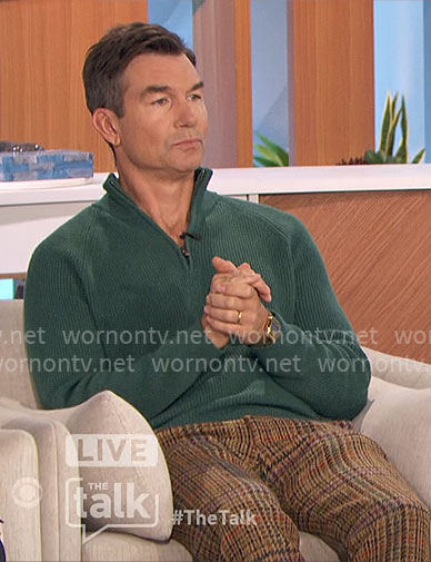 Jerry’s green quarter zip sweater on The Talk