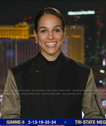 Jessica Sims’s black mixed media blazer on Good Morning America