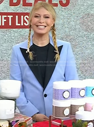 Jill’s blue contrast collar blazer and pants on Today