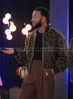 John’s green leopard bomber jacket on The Voice
