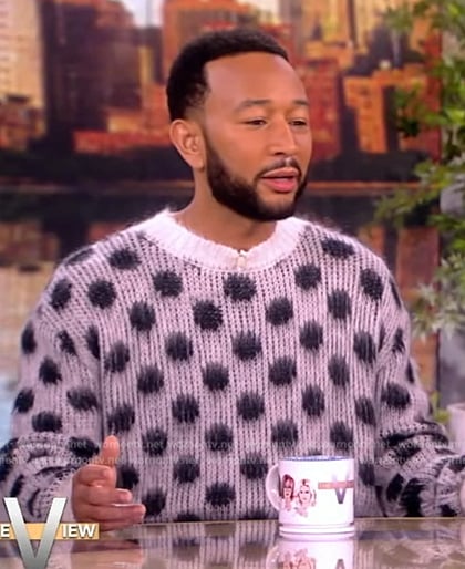 John Legend’s gray polka dot mohair sweater on The View