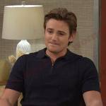 Johnny’s navy textured zip polo shirt on Days of our Lives