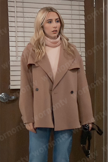 Josslyn’s short trench coat on General Hospital