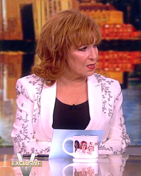 Joy’s white crystal embellished blazer on The View